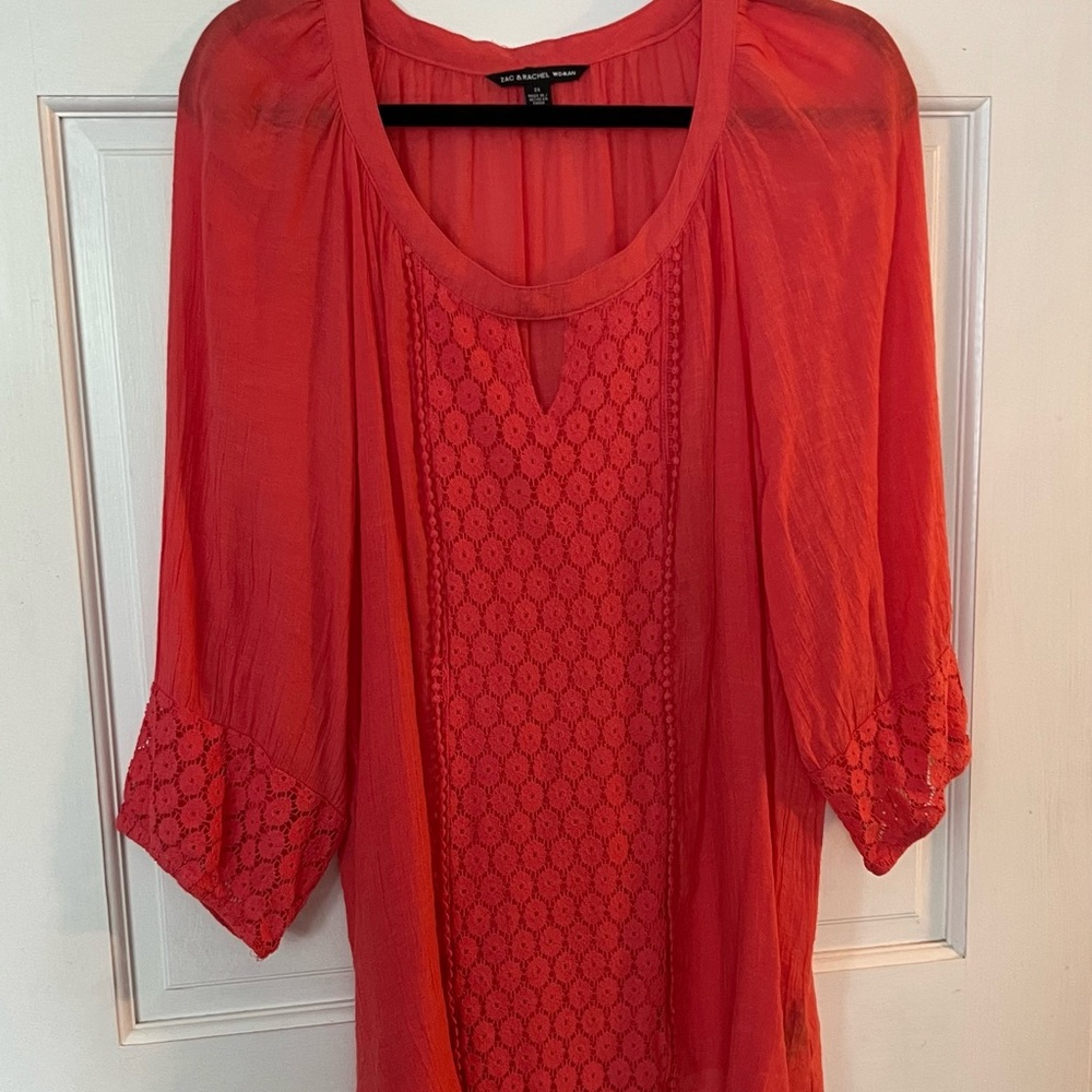 Women's Red Lace Detail Top